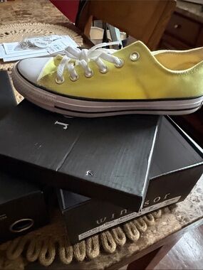 Converse Yellow and White Low Top Sneakers
